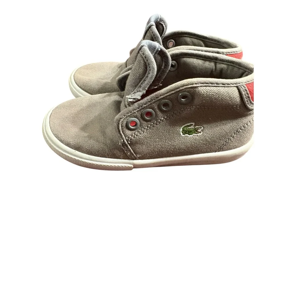 Lacoste Ampthill WD Toddler Boys Grey Canvas Mid Top Sneakers Size 9 USA